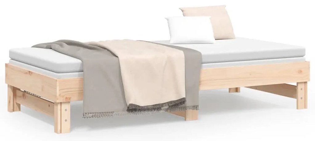 Estrutura sofá-cama de puxar 2x(90x190) cm pinho maciço