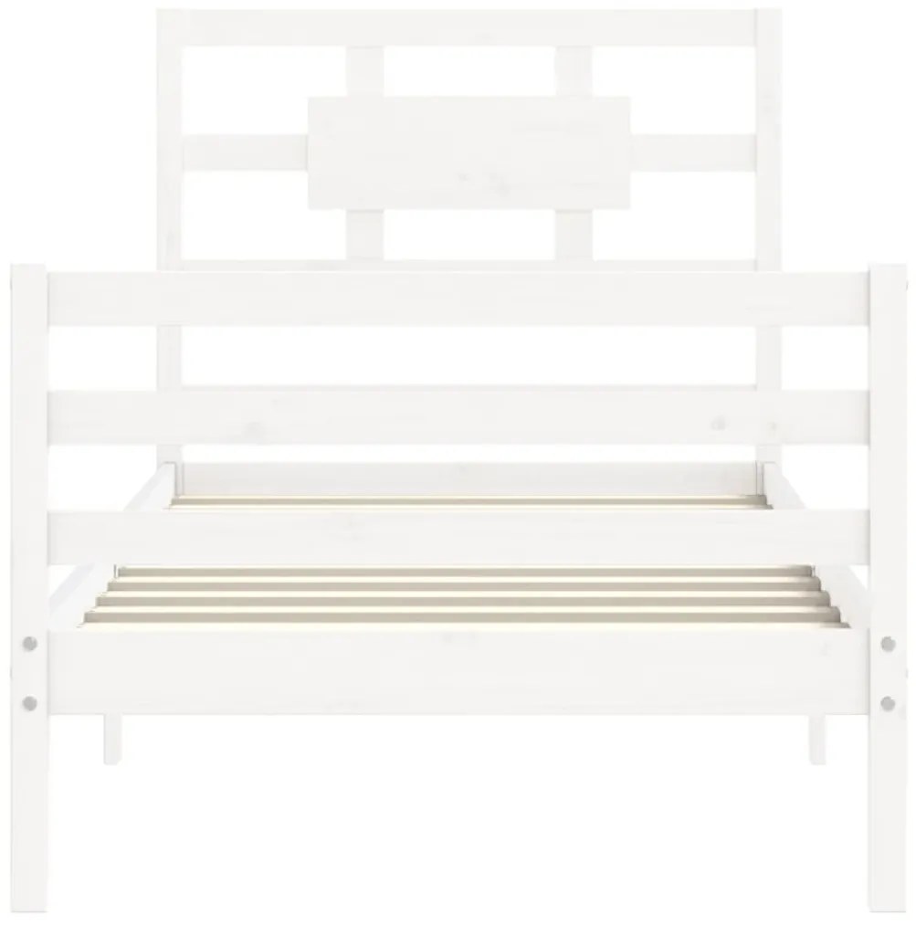 Estrutura de cama com cabeceira 100x200cm madeira maciça branco