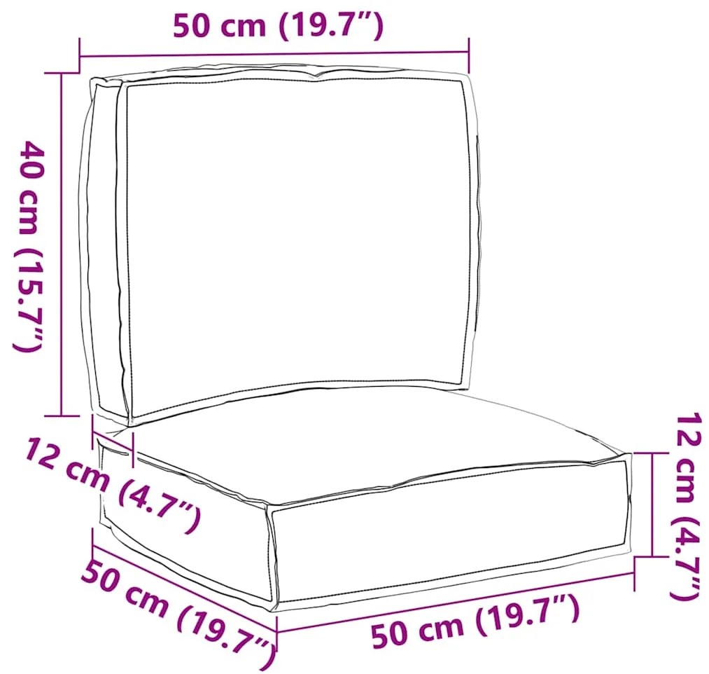 Conjunto de Almofadas de Palete 2 Peças Creme Tecido Oxford