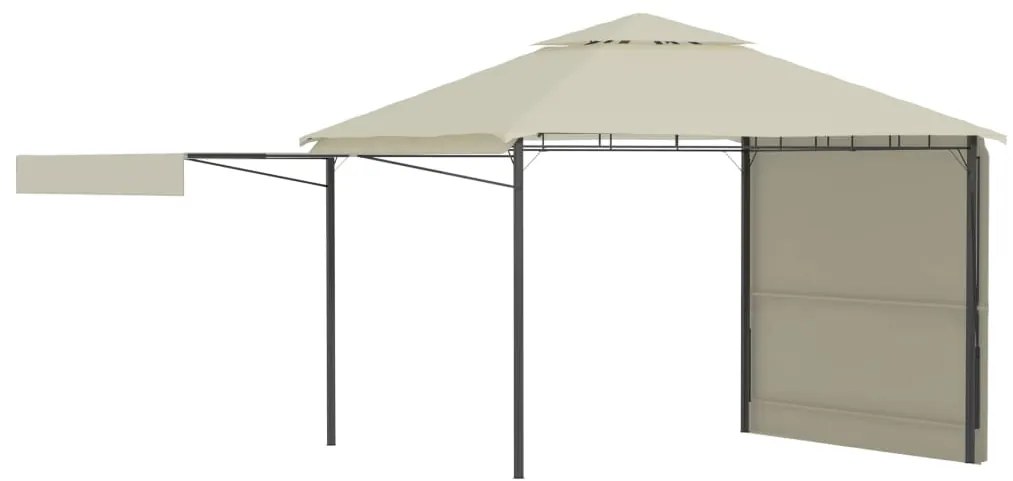 Gazebo com toldos duplos extensíveis 3x3x2,75 m 180 g/m² creme
