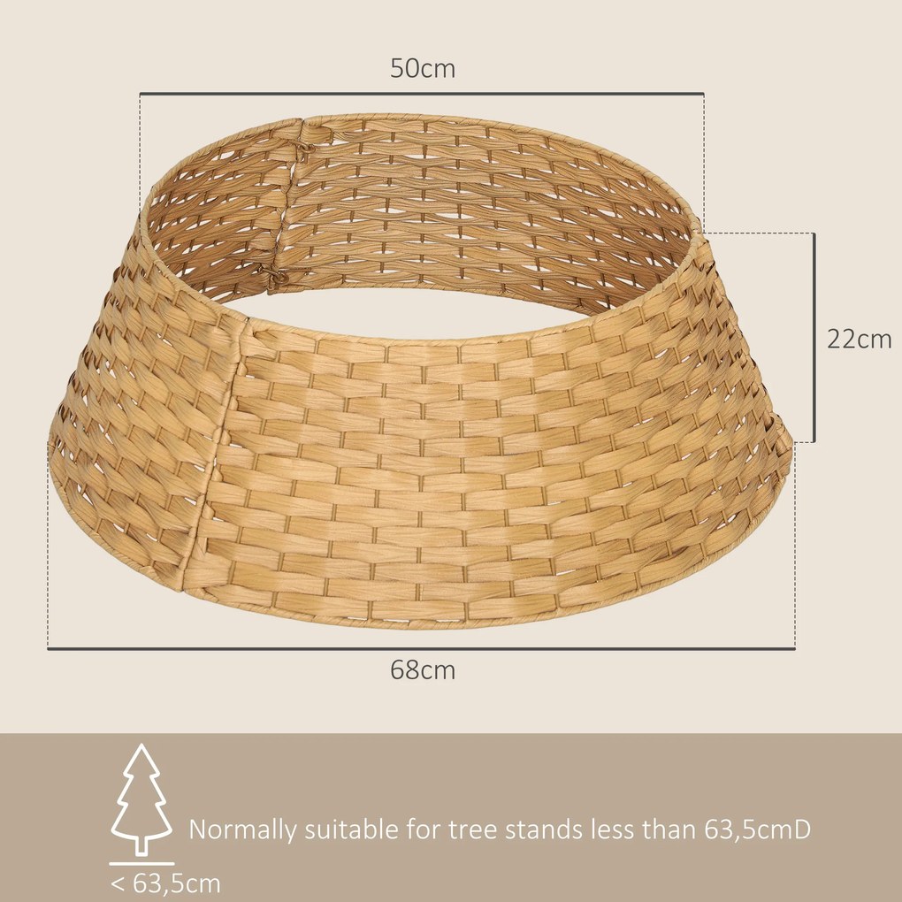 Saia para Árvore de Natal Rústica com Design Entrançado e Cobre-pé Ø68x22 cm Natural