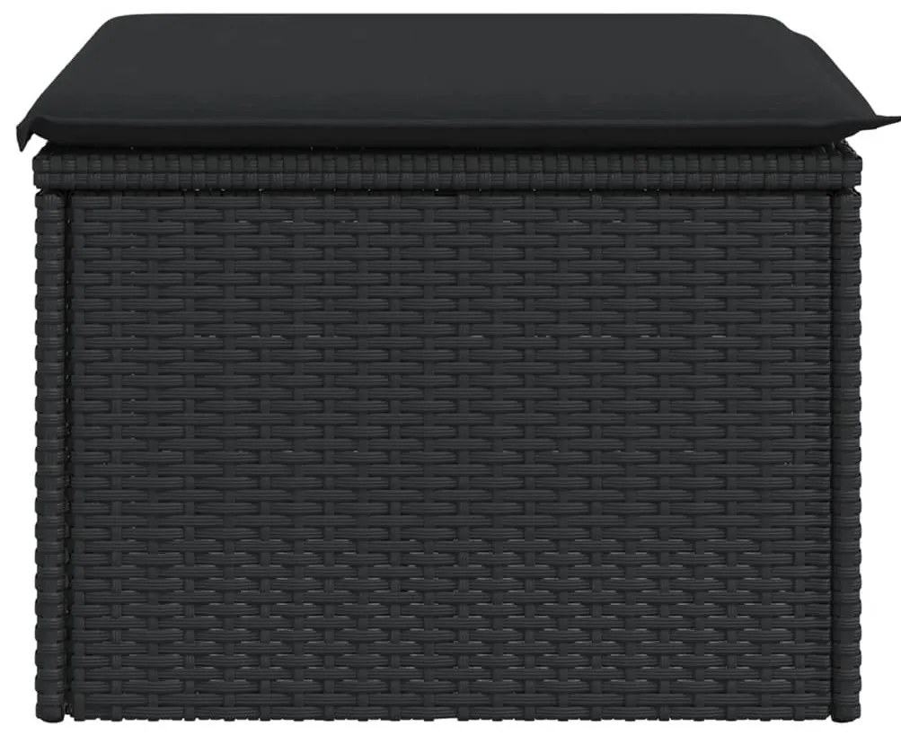 Banco de jardim com almofadão 55x55x37 cm vime PE preto