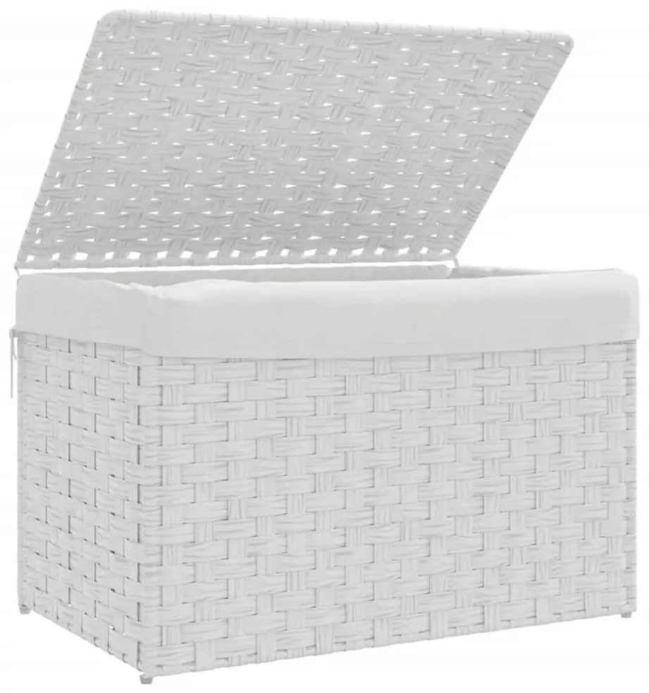 Cesto para roupa suja com tampa 55,5x35x34 cm vime PE branco