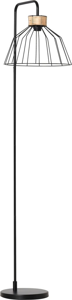 HOMCOM Luminária de chão design elegante em metal com decoração em vime ideal para casa escritório restaurante e café 44 x 34 x 154 cm preto | Aosom Portugal