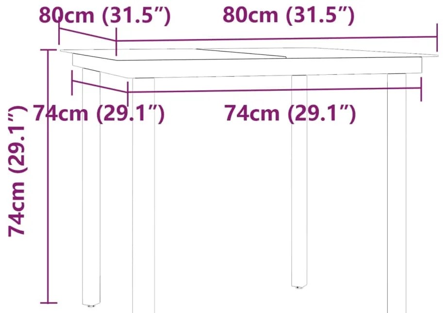 3 pcs conjunto de jantar para jardim com almofadões preto