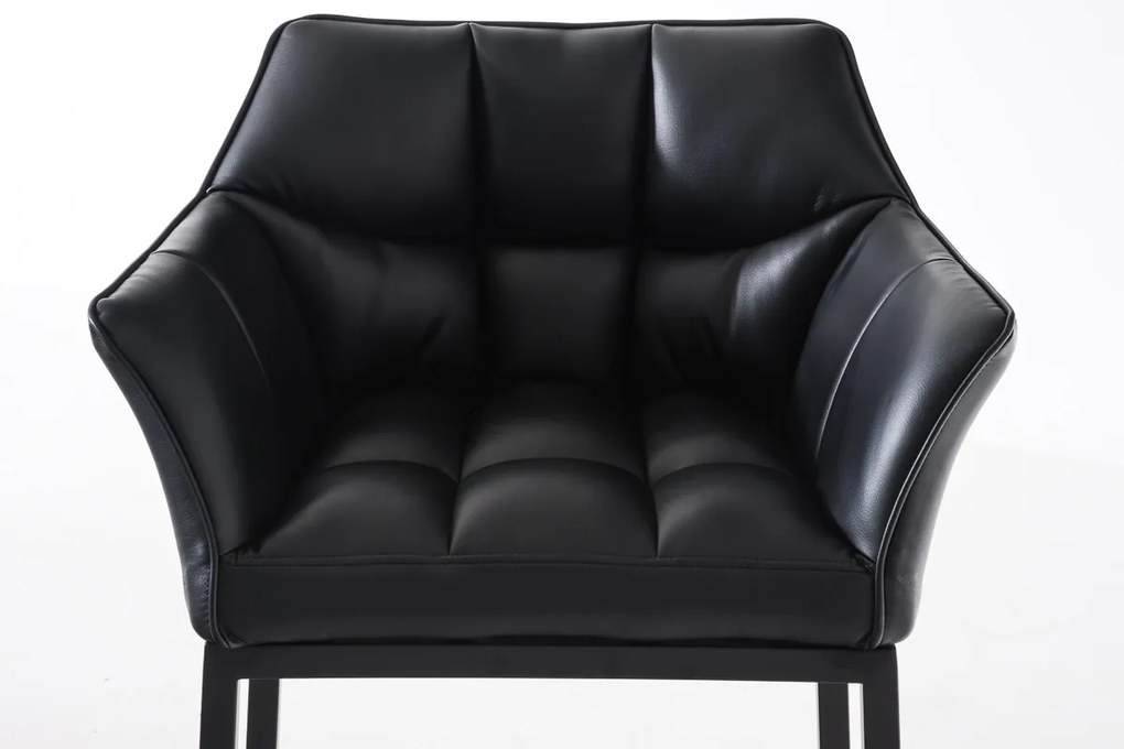 Banco de bar Damaso em couro sintético com estrutura preta 64 x 110 x 48 cm Preto