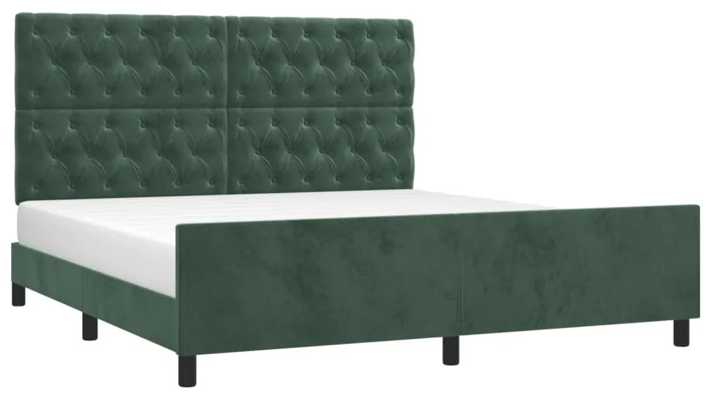 Estrutura de cama sem colchão 160x200 cm veludo verde-escuro