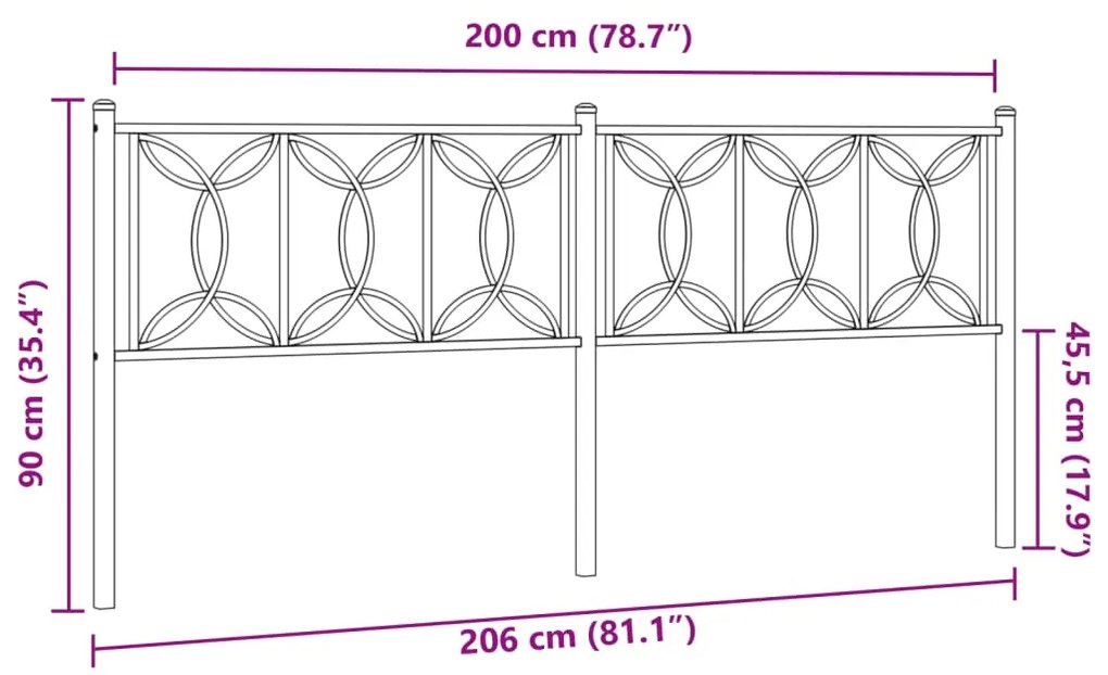 Cabeceira de cama 200 cm metal branco