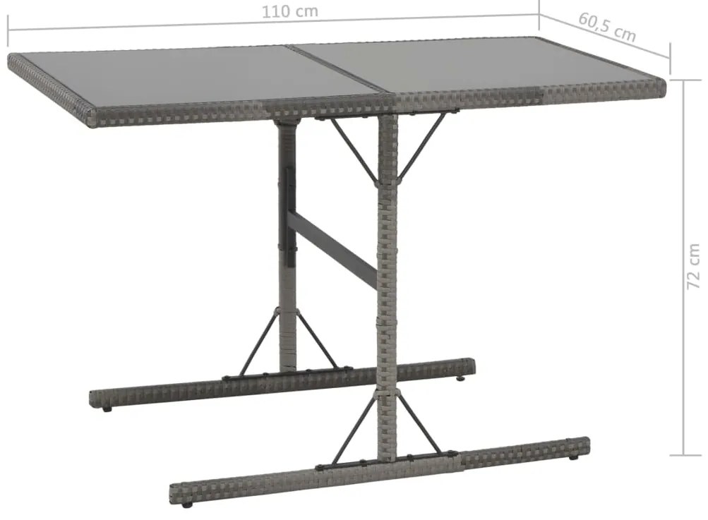 Conjunto jantar p/ exterior com almofadões 7 pcs vime cinzento