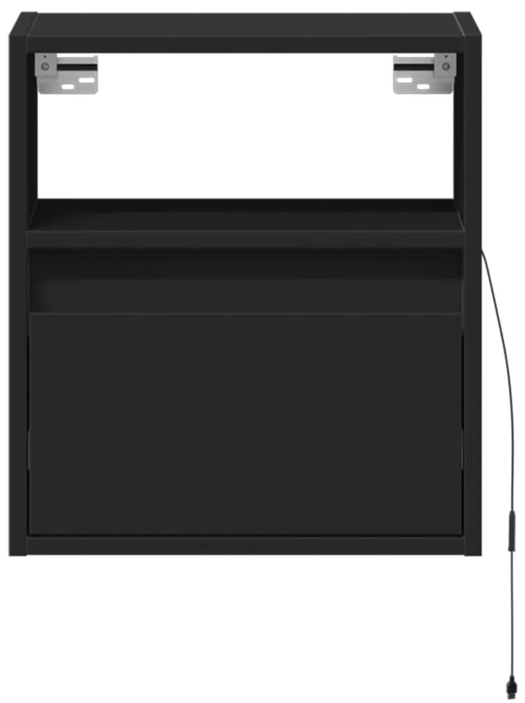 Móveis de parede p/ TV com luzes LED 2 pcs 41x31x45 cm preto