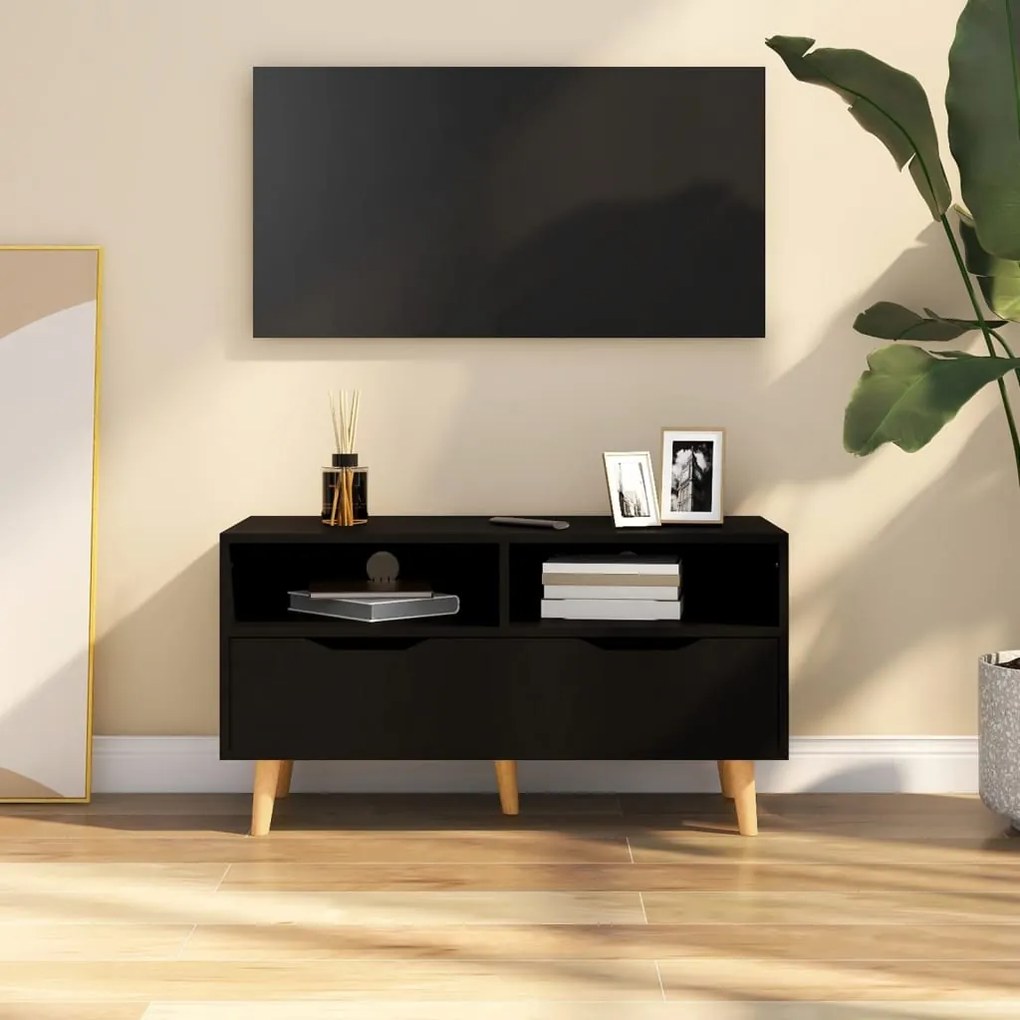 vidaXL Móvel de TV 90x40x48,5 cm derivados de madeira preto