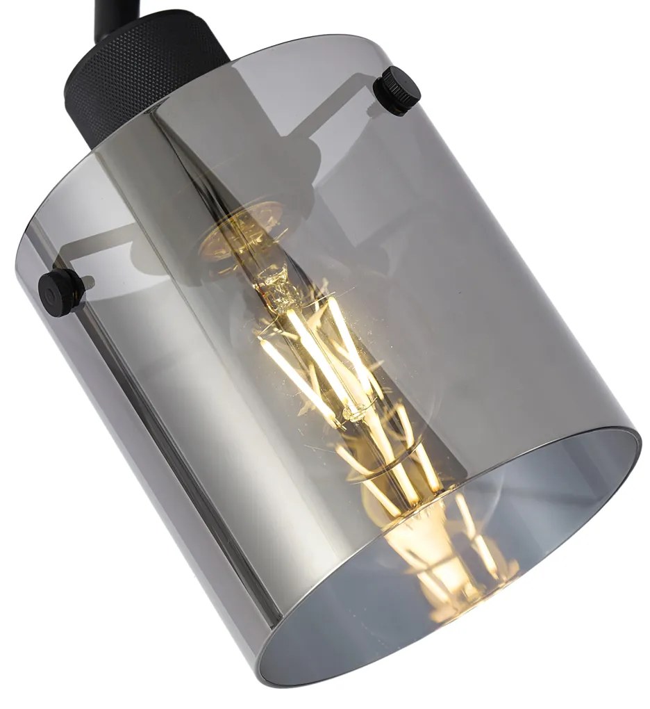 Foco de parede de design preto com vidro fumado - Domo