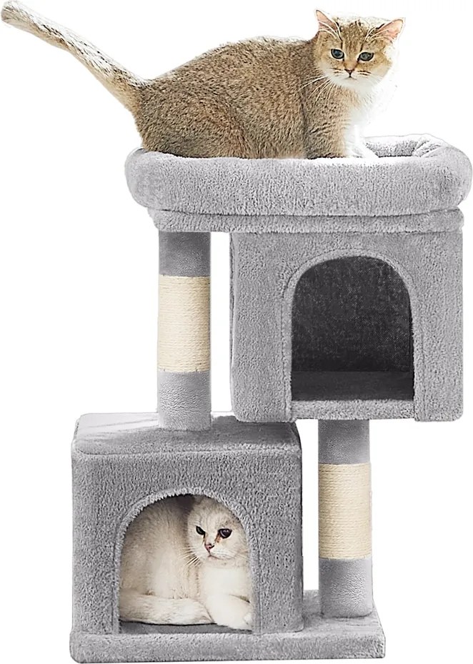 Arranhador para gatos grandes até 3 kg 40 x 30 x 67 cm cinzento claro