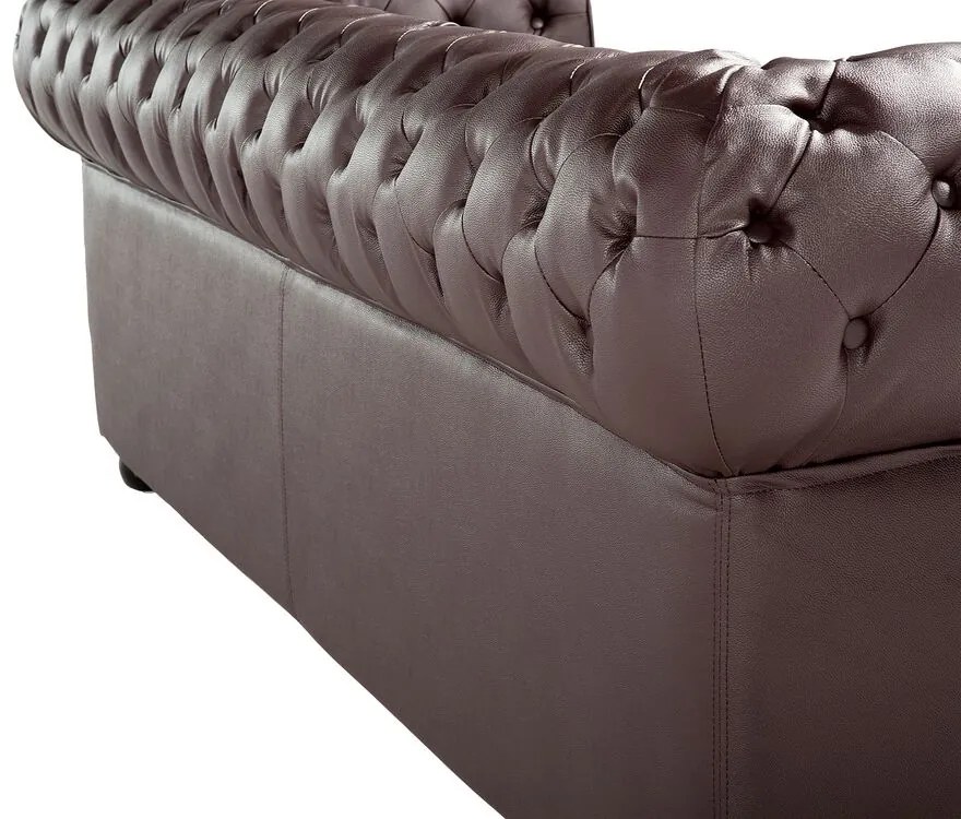Sofá de 3 lugares em pele castanha CHESTERFIELD Beliani