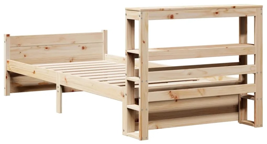 Estrutura de cama com cabeceira 75x190 cm pinho maciço