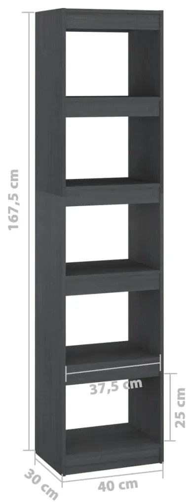 Estante/divisória 40x30x167,5 cm pinho maciço cinzento