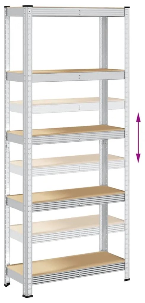 Prateleiras de armazenamento de 5 camadas 2 pcs aço prateado