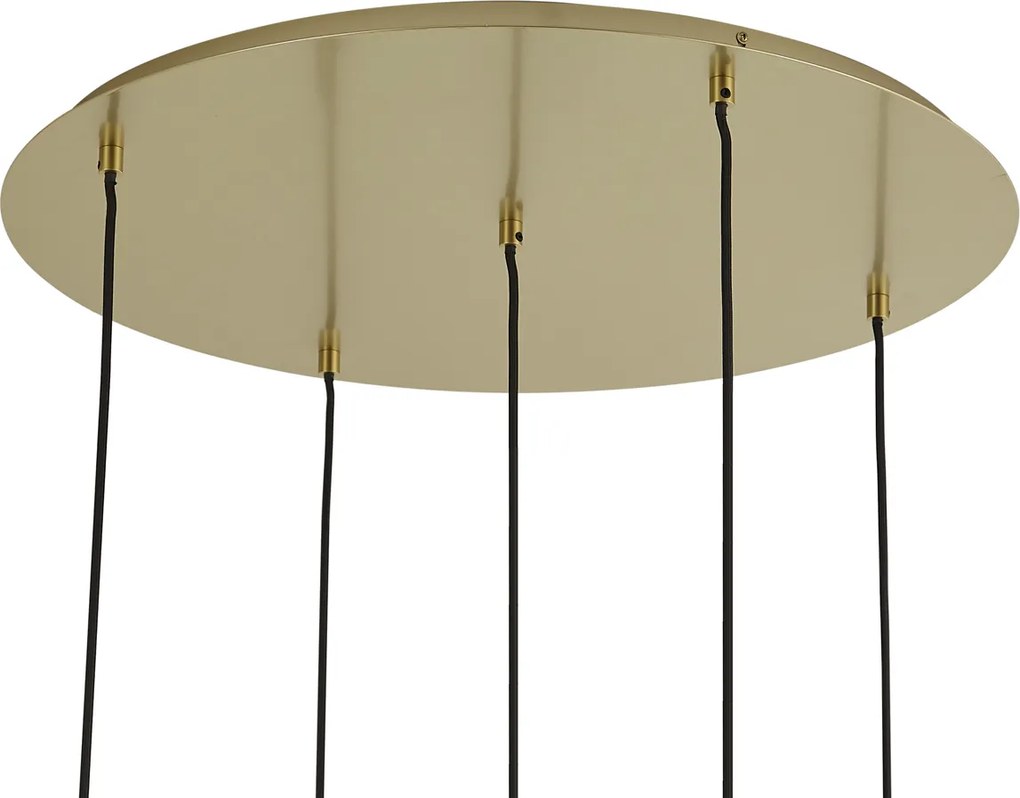 Candeeiro suspenso Hotel Chic latão com vidro azul e verde 5 luzes - Qara