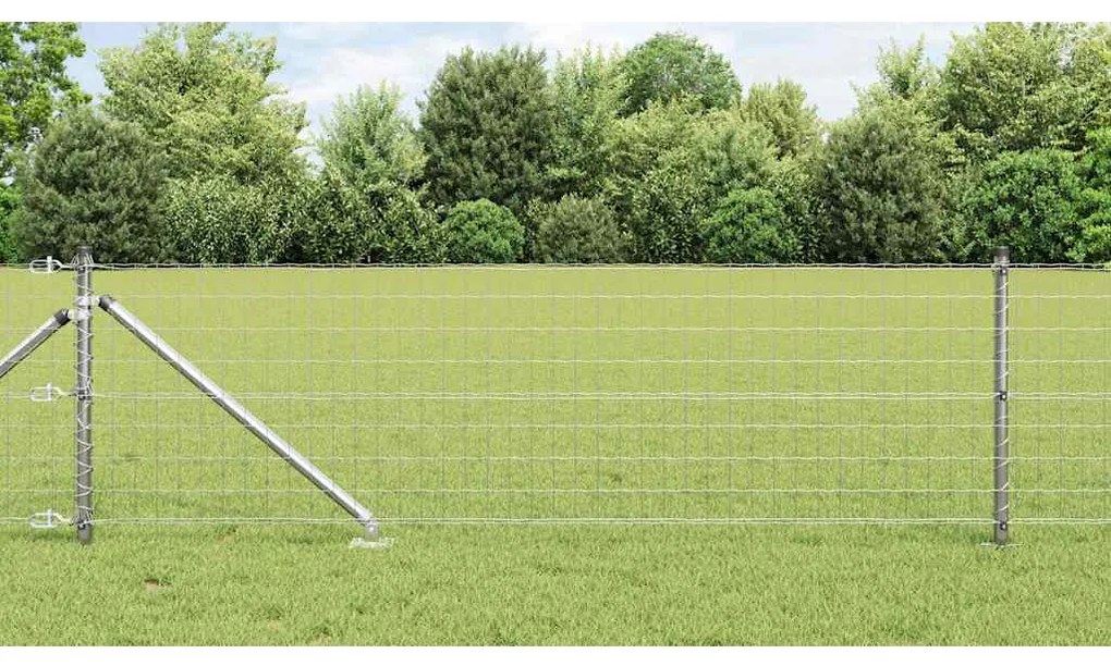 vidaXL Cerca com Poste Prateado 0,4 x 50 m Aço