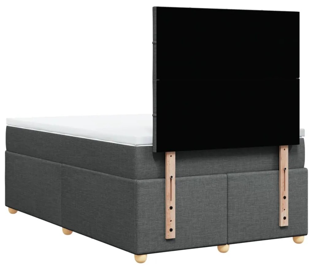 Cama boxspring com colchão 120x190 cm tecido cinzento-escuro
