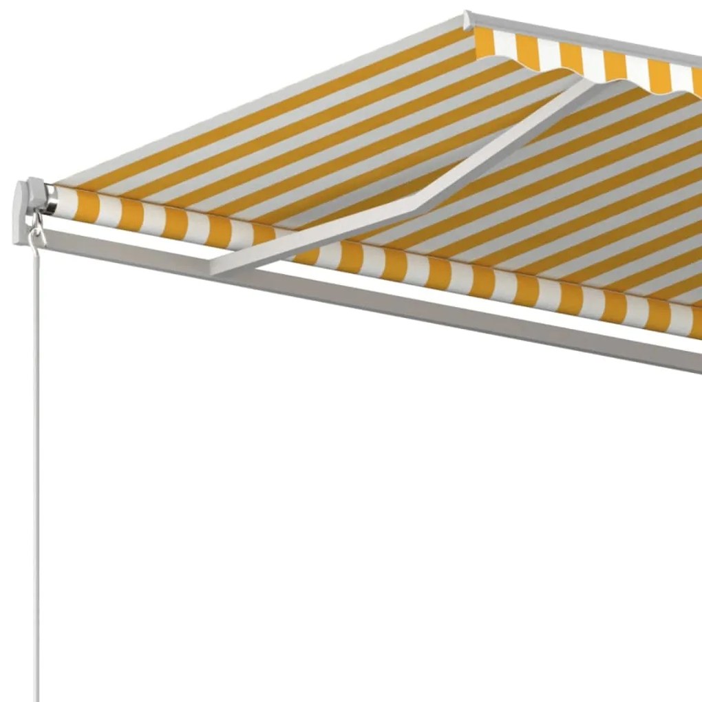Toldo retrátil automático com postes 5x3 m amarelo e branco