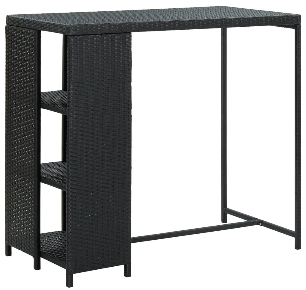 5 pcs conjunto de bar p/ jardim c/ almofadões vime PE preto