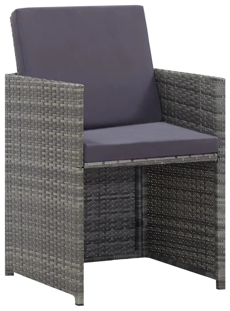 9 pcs conjunto jantar exterior c/ almofadões vime PE antracite