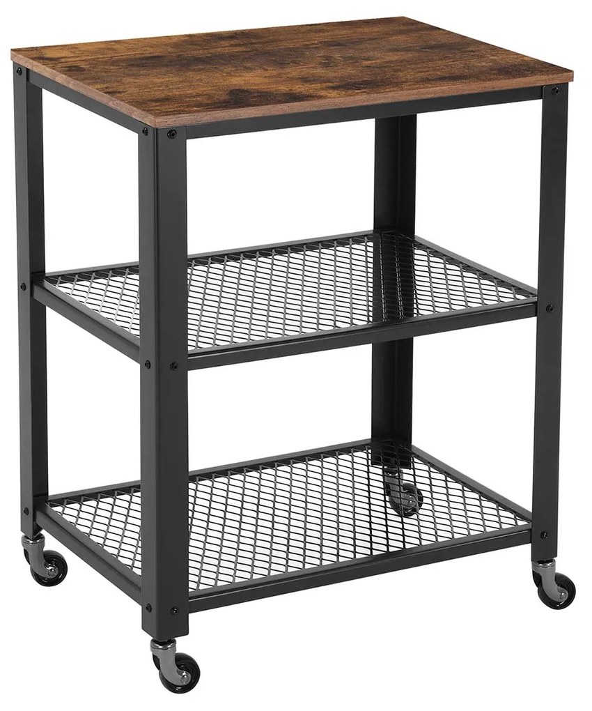 Carrinho de serviço em estilo industrial com rodas para casa. | VASAGLE | 60,6 x 40 x 78 cm | antigo | LRC78X.