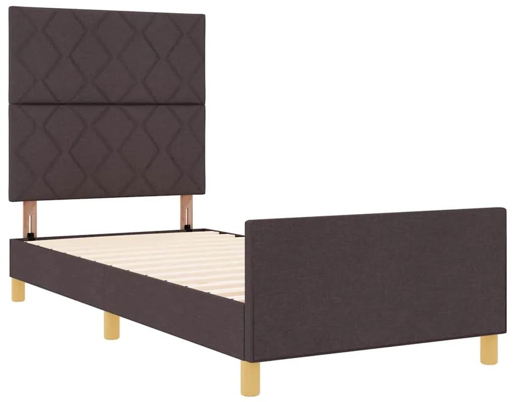 Cama vidaXL - Castanho Escuro, 90x190 cm, Tecido
