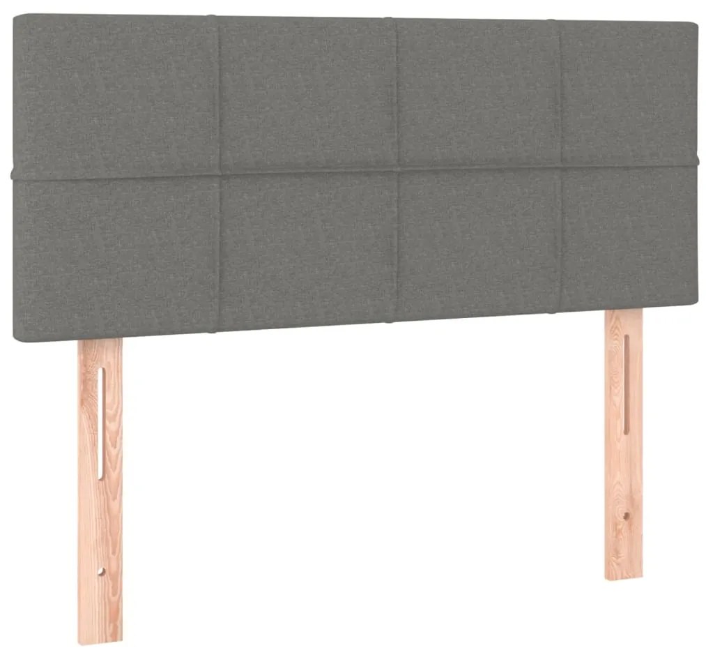 Cama box spring c/ colchão e LED 120x190 cm tecido cinza-escuro