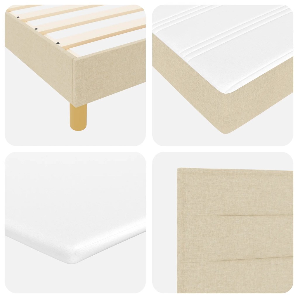 Cama Box Spring com Colchão Creme 120x200 cm Tecido