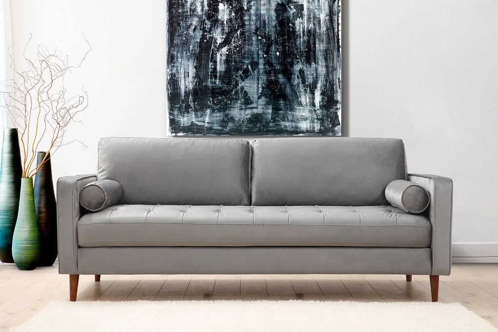 **** Sofá de 3 Lugares Rome – Cinzento Claro – 215x90x70 cm

**
