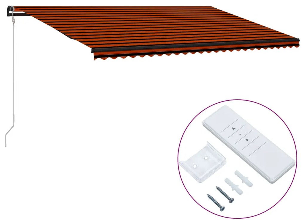 Toldo retrátil automático 600x300 cm laranja e castanho