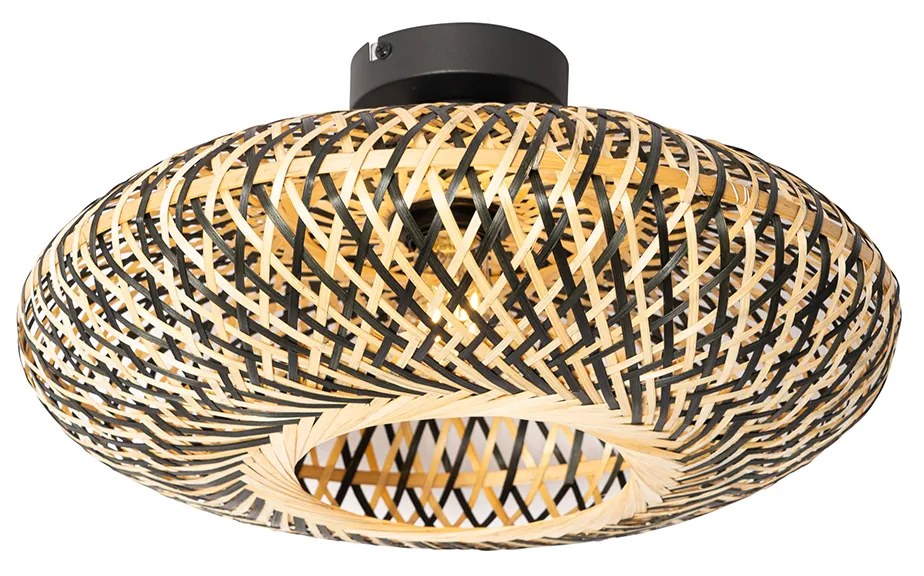 Candeeiro de teto oriental preto em bambu 40 cm - Ostrava Oriental