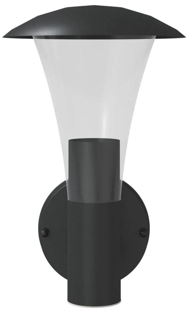 Candeeiro de parede para exterior aço inoxidável preto