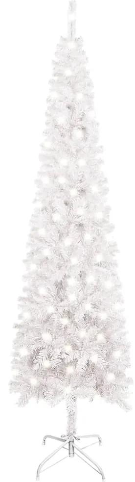 3077981 vidaXL Árvore de Natal fina com luzes LED 210 cm branco