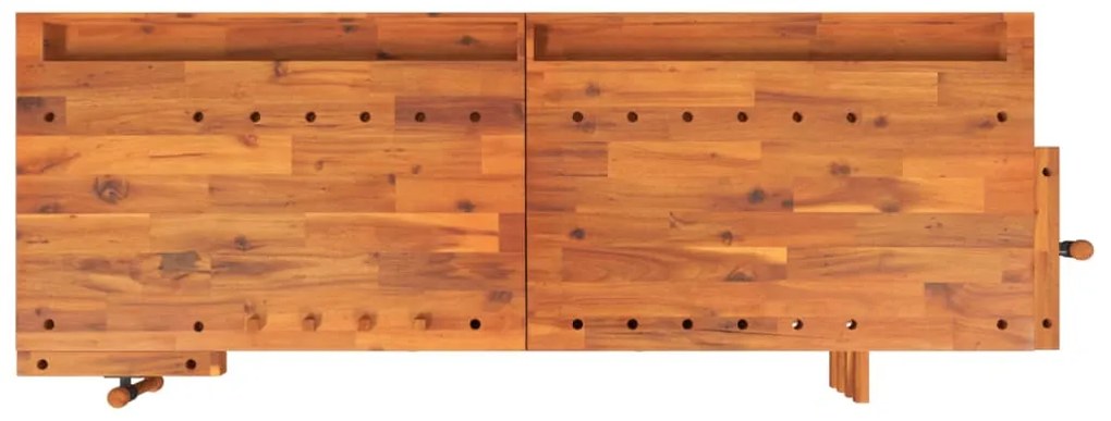 Bancada de trabalho + gavetas/tornos 192x62x83 cm acácia maciça