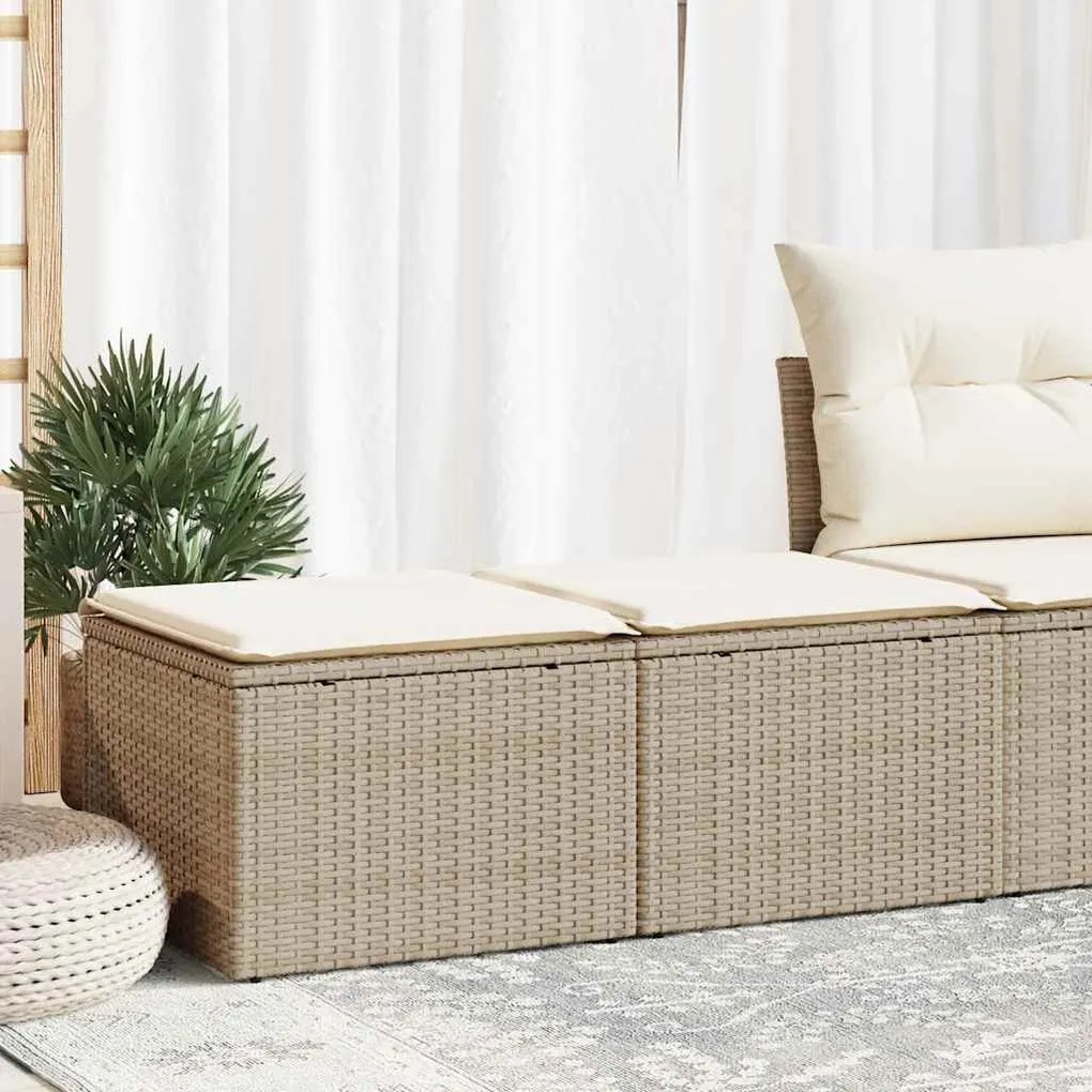 vidaXL 2 pcs conj. sofás p/ jardim c/ almofadões vime PE/acácia bege