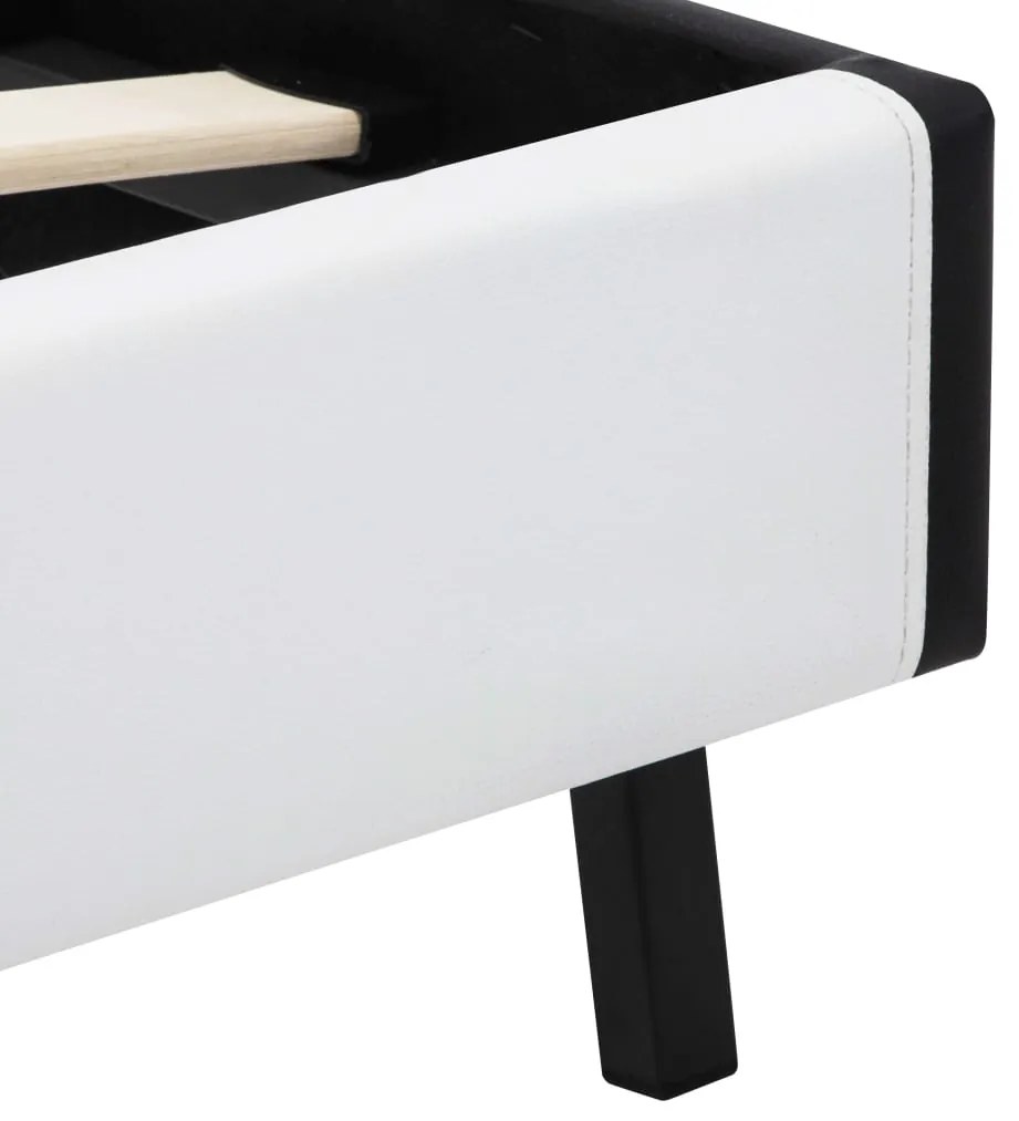 Estrutura de cama com LED 160x200 cm couro artificial branco