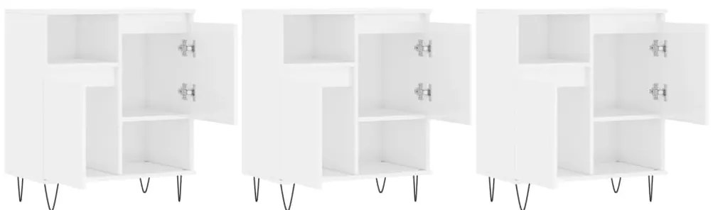 Aparadores 3 pcs derivados de madeira branco brilhante