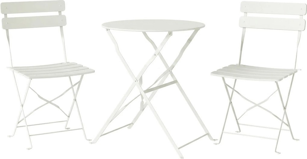 Outsunny Conjunto de Jardim Dobrável com 2 Cadeiras Dobráveis Mesa Redonda Estrutura Metálica Eletroforética para Varanda Creme | Aosom Portugal