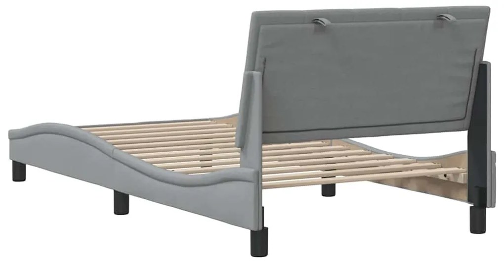 Estrutura de cama sem colchão 100x200 cm tecido cinzento-claro