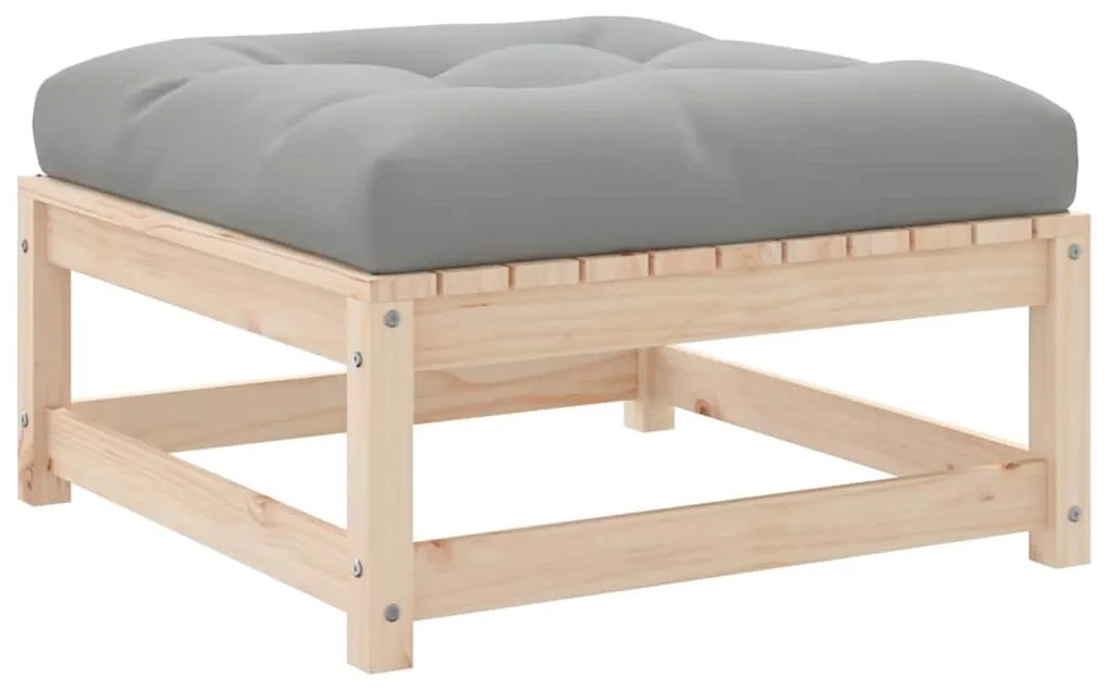 Apoio de pés p/ jardim c/ almofadões 2 pcs pinho maciço
