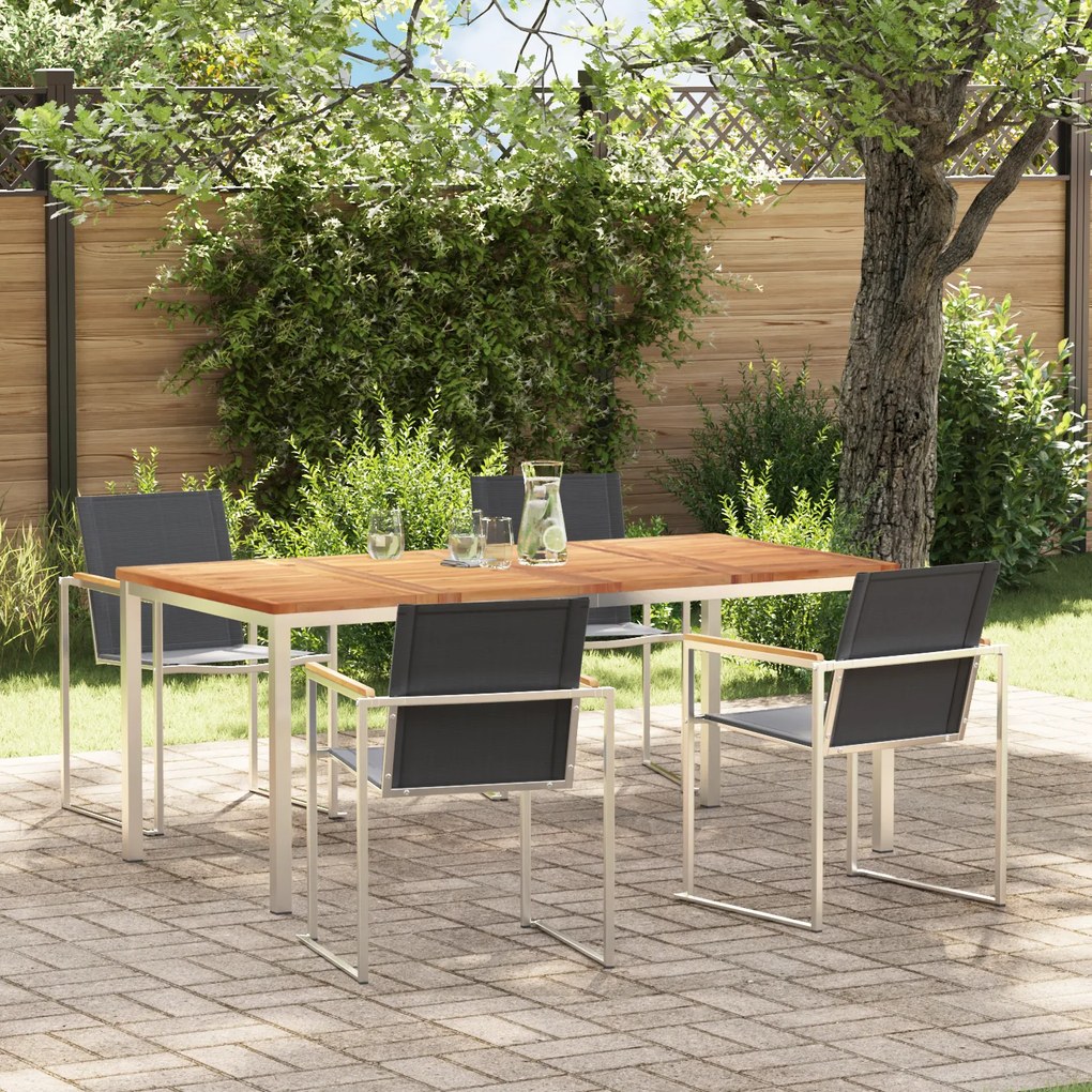 Conjunto de Jantar para Jardim vidaXL 5 Peças Madeira de Teca Maciça