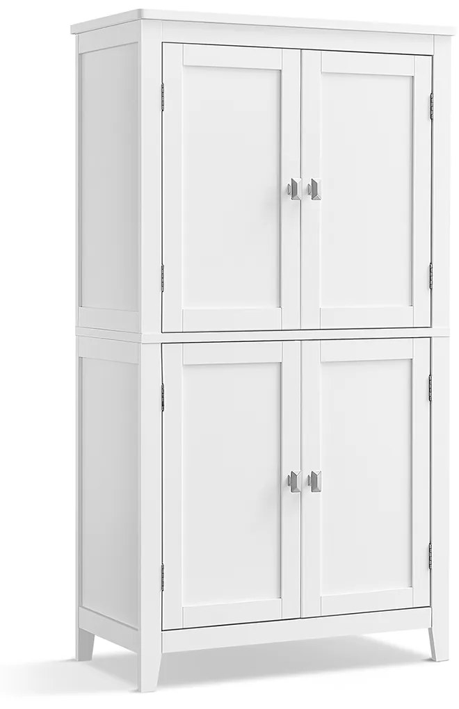 Armário de casa de banho com 4 portas e prateleiras reguláveis 30 x 60 x 110 cm Branco