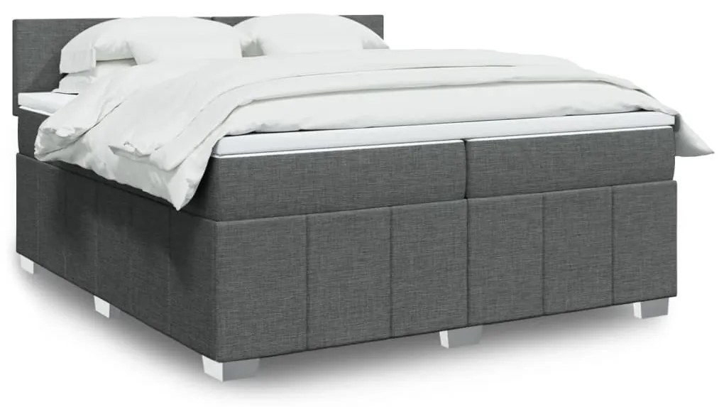 Cama com molas/colchão 200x200 cm tecido cinzento-escuro