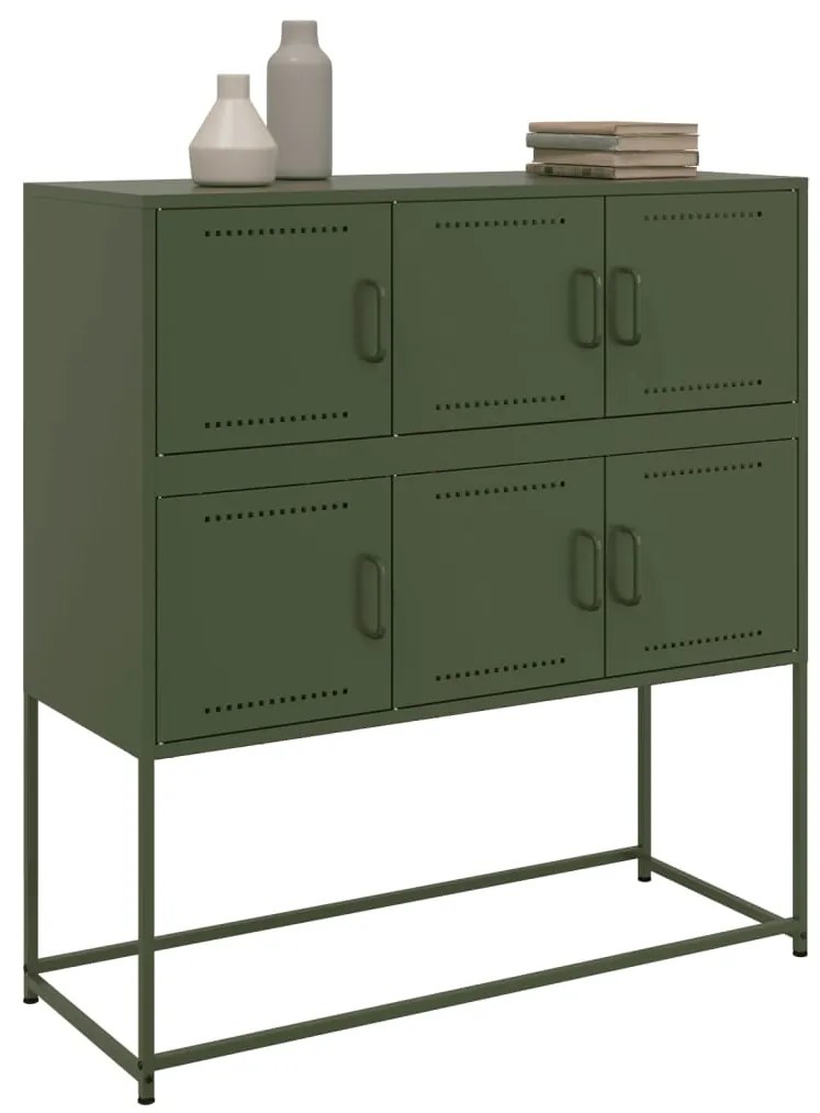Aparador 100,5x39x107 cm aço verde-azeitona
