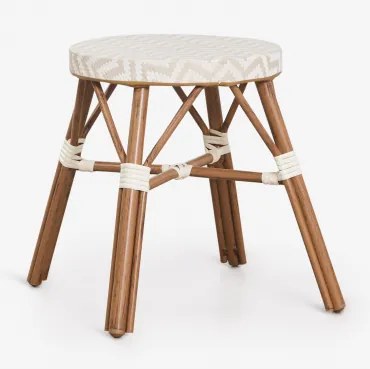 Pack De 2 Bancos Baixos De Jardim 45 Cm Em Alumínio E Rattan Sintético Brielle Bistro Nude Beige - Gardénia Branco - Sklum
