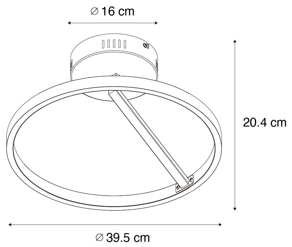 Candeeiro de teto design preto incl. LED regulável em 3 etapas - Anello Design