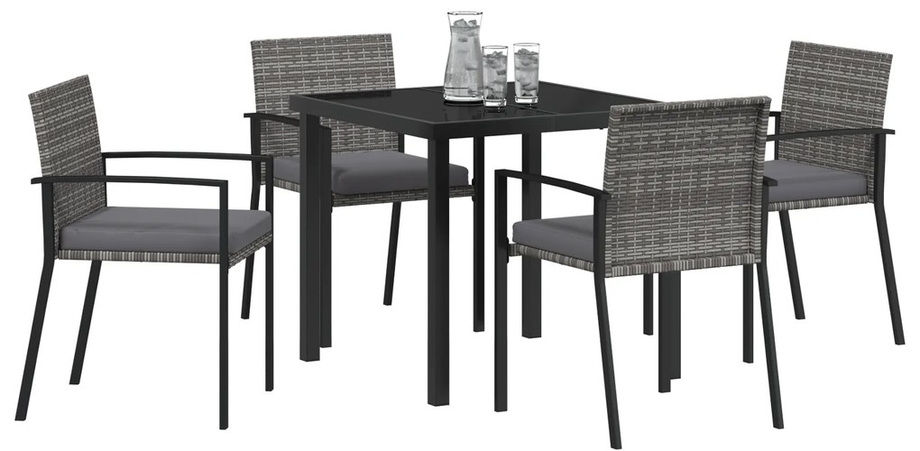 Conjunto de Jantar de 5 Peças Cinza Polyrattan